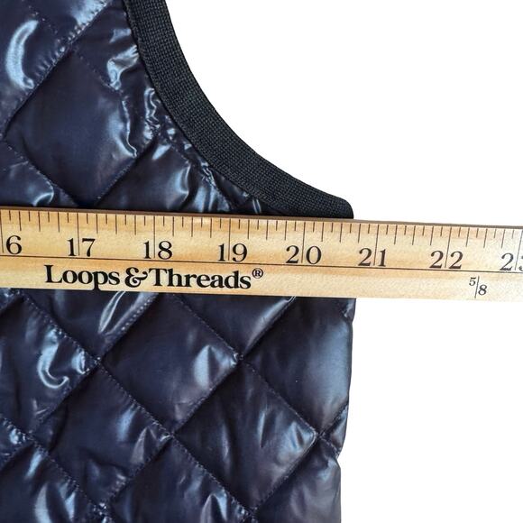 J.Crew Quilted Down Vest Navy Blue Size M Lightweight Zip Front Pockets - Picture 6 of 7